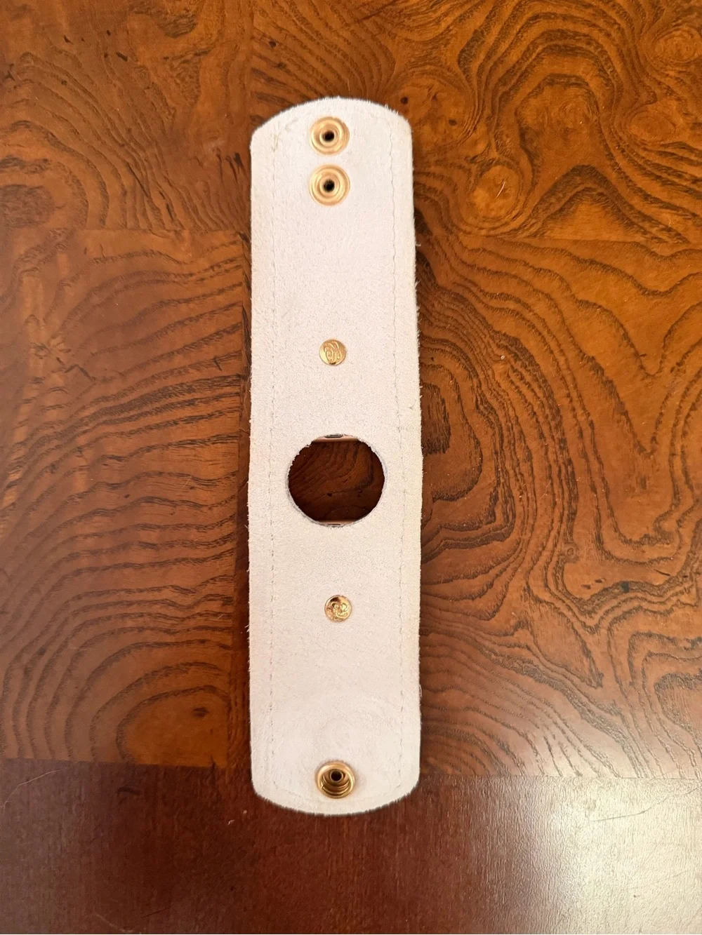 White Textured Leather Apple Watch Cuff band with Crystal Accents